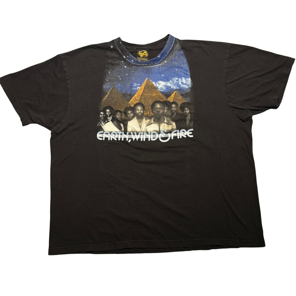 Earth Wind and Fire Band Tee Black Tour Graphic T-Shirt Pyramids XXL